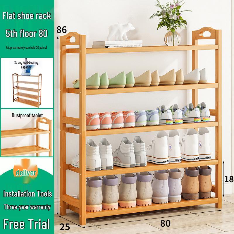 Wall-Mounted Bamboo Shoe Rack: Space-Saving, Dustproof, Multi-Layer Storage for Entryway