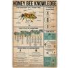 Honey Bee Life Cycle Metal Sign Educational Infographic Tin Poster for Home Kitchen Garage Outdoor Club Field Decor