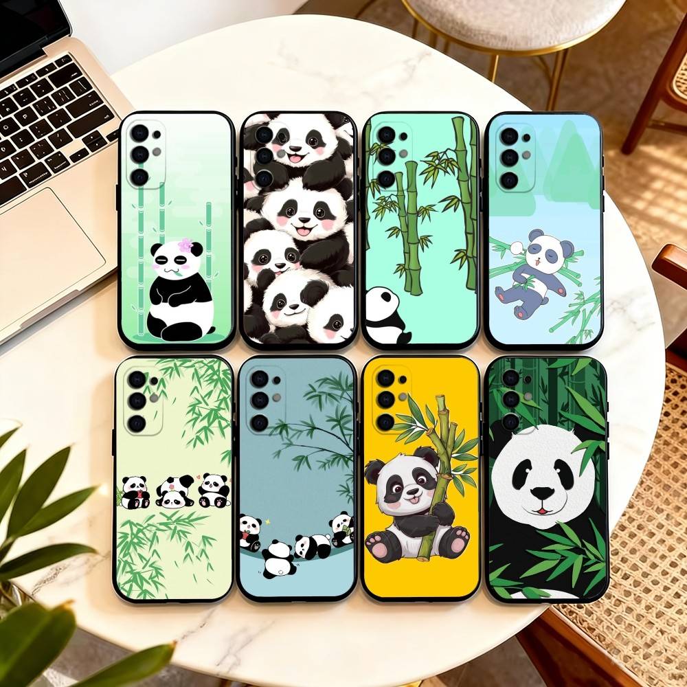 Cute Lucky P-Panda  Phone Case For Samsung S25,S24,S21,S22,S23,S30,Ultra,S20,Plus,Fe,Lite,Note,10,Black Cover