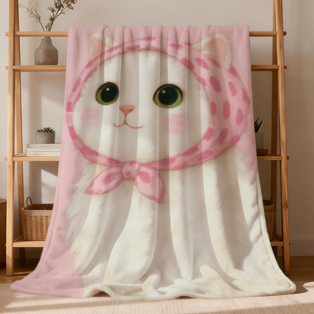 kawaii cartoon Kitten Cat with a Hood Flannel soft warm plush blanket sofa living room pet hogar bedroom gift home Car portable