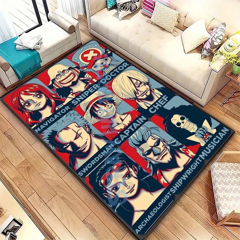 One Piece Straw Hat Pirates Square Floor Mat Living Room Bedroom Decor,Cartoon Welcome Mat