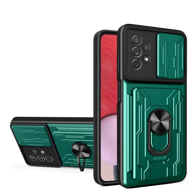 Armor Camera Protect Card Slot Ring Case For iPhone 14 13 12 11 Samsung Galaxy A53 A23 S22 S21 Redmi 10C OPPO Realme A54 A94 Vivo V23E Moto G200 Cover