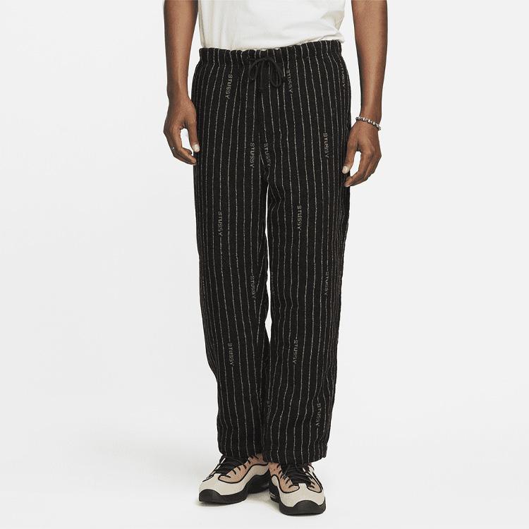 Nike X Calças de Lã Listradas Stussy Preto Unissex Streetwear DR4021-010