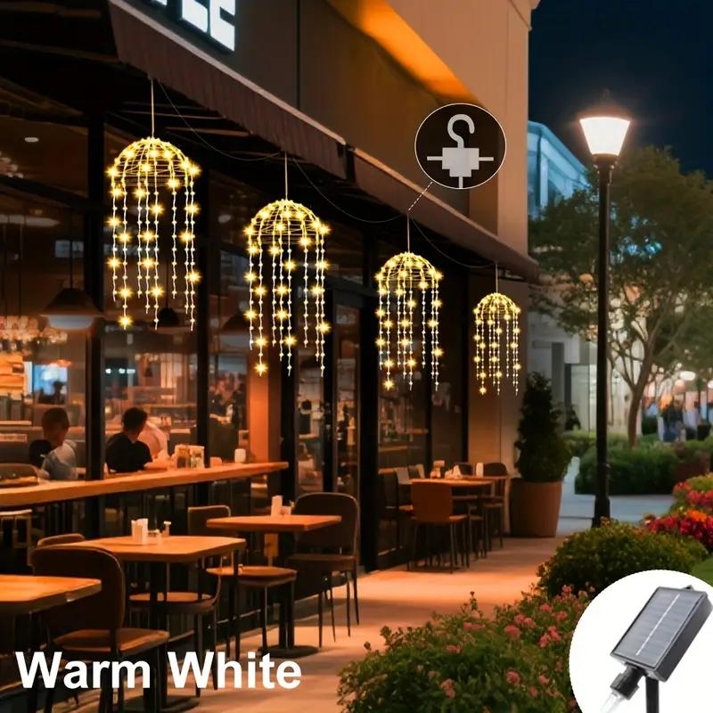 

Solar Jellyfish Lights 4pcs Solar Waterproof Outdoor Hanging Home Garden Decoration Lights With 8 Modes for Courtyard Trees теплим білим кольором