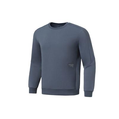 Fitness Series Three-Dimensional Cut Solid Color Crew Neck Pullover Sweatshirt Men Sweatshirt Lime-Blue AWDS007-6