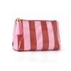 PVC Striped Makeup Bag with Tassel Zipper Waterproof,Large-Capacity,Portable Cosmetic Organizer &Toiletry Bag for Outdoor Travel