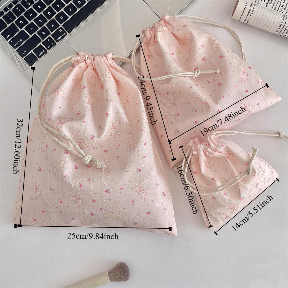 3Pcs/set Printing Drawstring Storage Bag Large Capacity Small Item Pouch Women