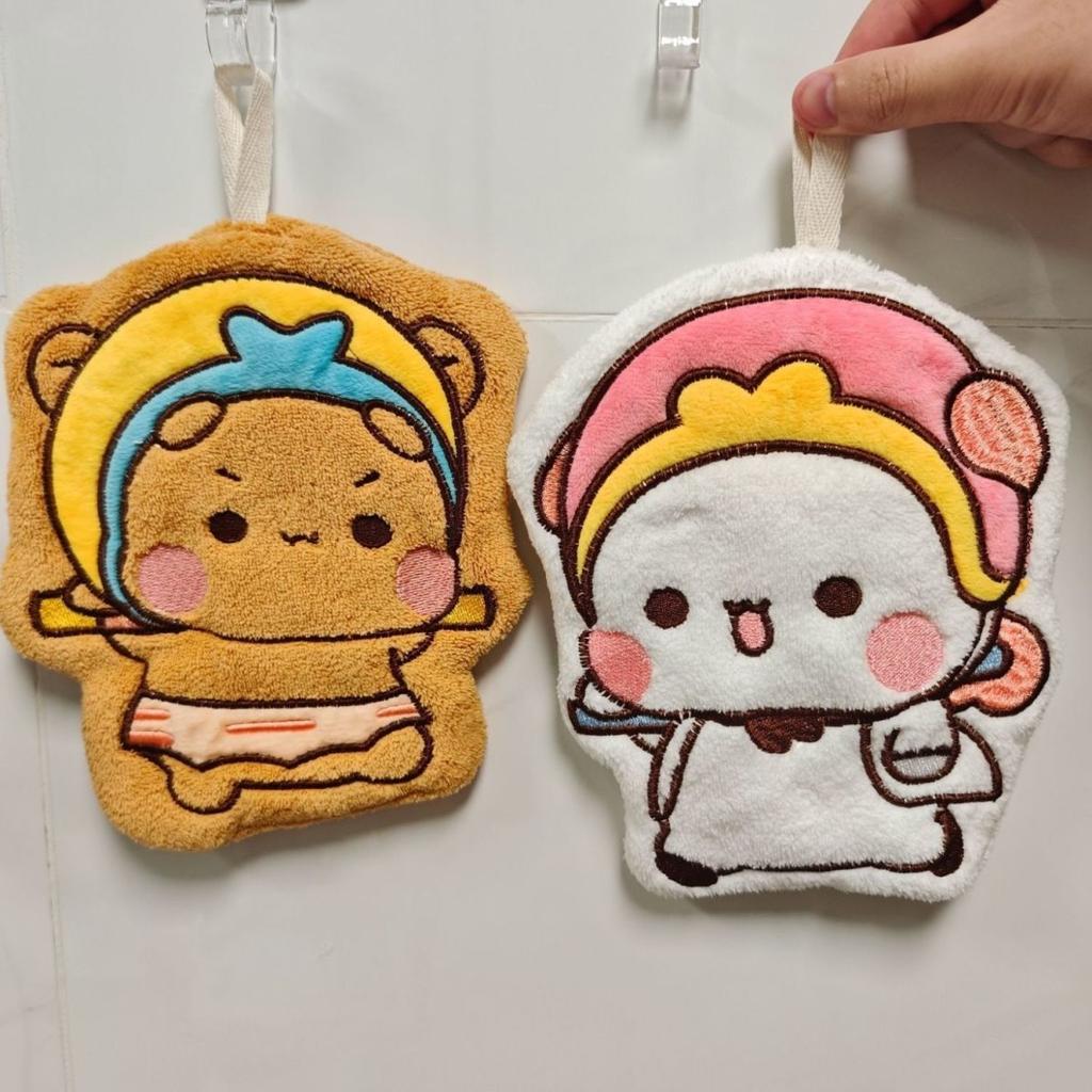 Kawaii kreslený ručník Bubu Dudu, dvouvrstvý, silný, savý, z korálového fleecu, závěsný ručník, roztomilý kreslený ručník do domácnosti, ručník