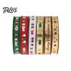 Shiny Printed Ribbon for Apple Wrapping Christmas Gold Foil Ribbon, Merry Decorative Fabric Gift Holiday Packing, Xmas Party Decorations Festive Wired