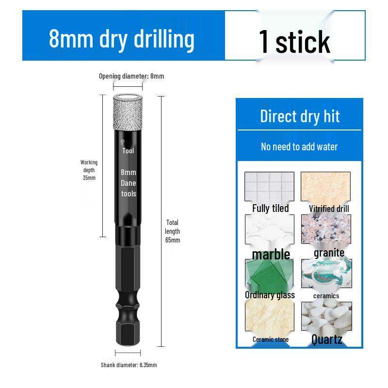 6mm Hex Shank Dry Drill Bit for Glass, Slate, and Marble