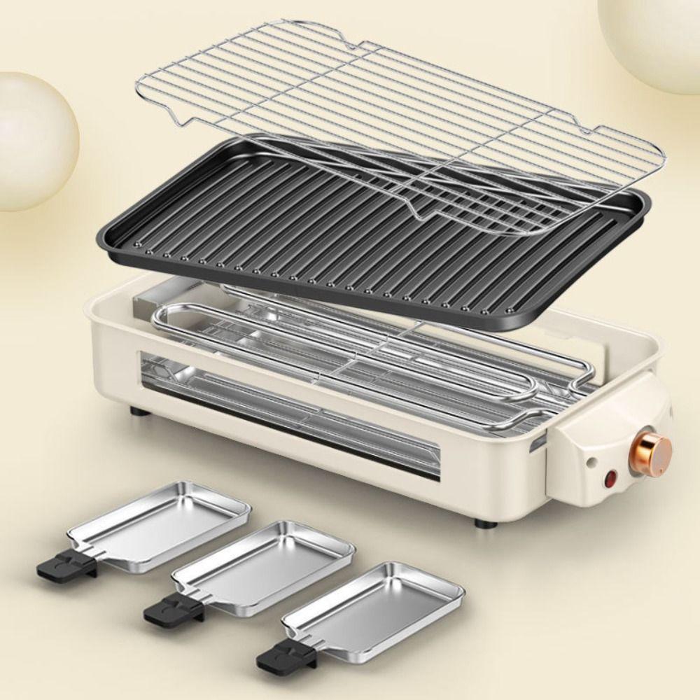 2 in 1 Smokeless Electric Grill with Oil Pan Electric Grill Pan Electric BBQ Grill Party