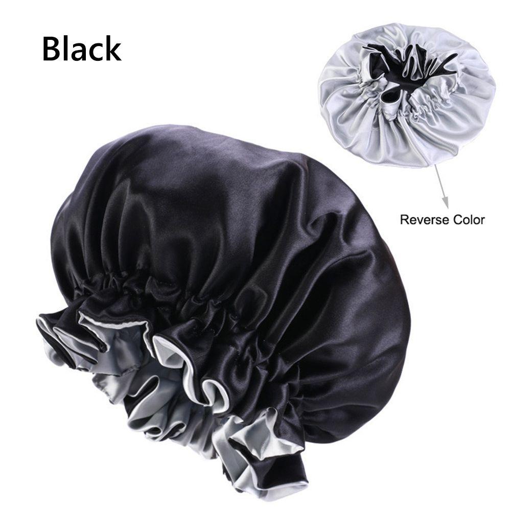 Elastic Band Double-layered Night Sleep Cap Satin Bonnet Hair Loss Beanies Hair Care Head Cover