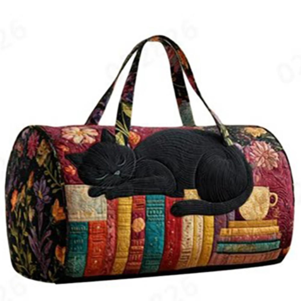 Shoulder Strap Quilted Duffle Bag Horse Cow Pattern Large Capacity Short-distance Handbag Tote Bags 3D Quilting Craft