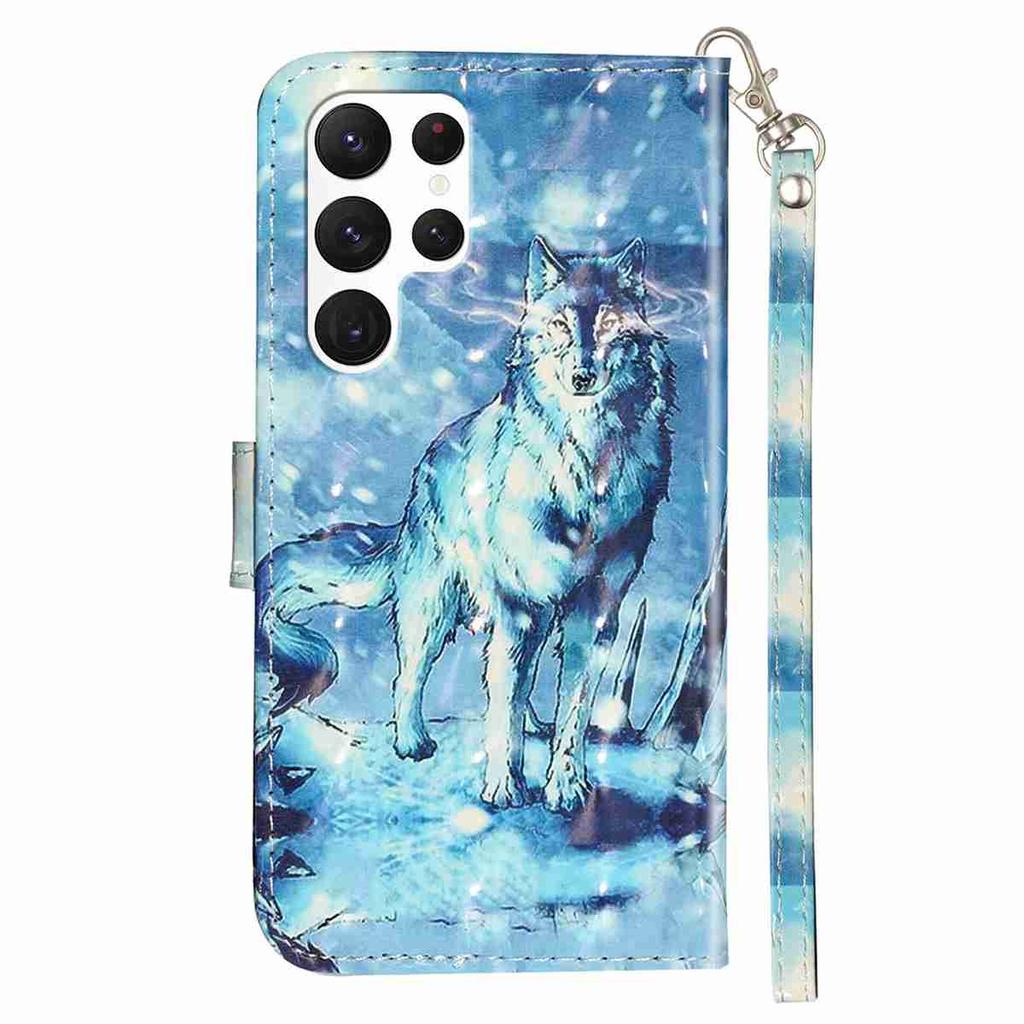 Snowy Wolf 3D Pattern Shockproof Card Slots PU Leather Wallet Case for iPhone,Samsung,Huawei,Xiaomi,Moto,Tecno,Google,Nokia,Oppo,ZTE,Blackview...
