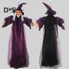 Halloween Flying Witch Decoration Outdoor Hanging Witch Statue with Light Large Screaming Witch Prop for Garden Yard Lawn Decor
