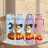 1PC Witch Hat Pumpkin Chick Halloween 750ml Color Plastic Sports Water Bottle Leakproof Flip Straw Lid Suitable for Sports Office Home Use