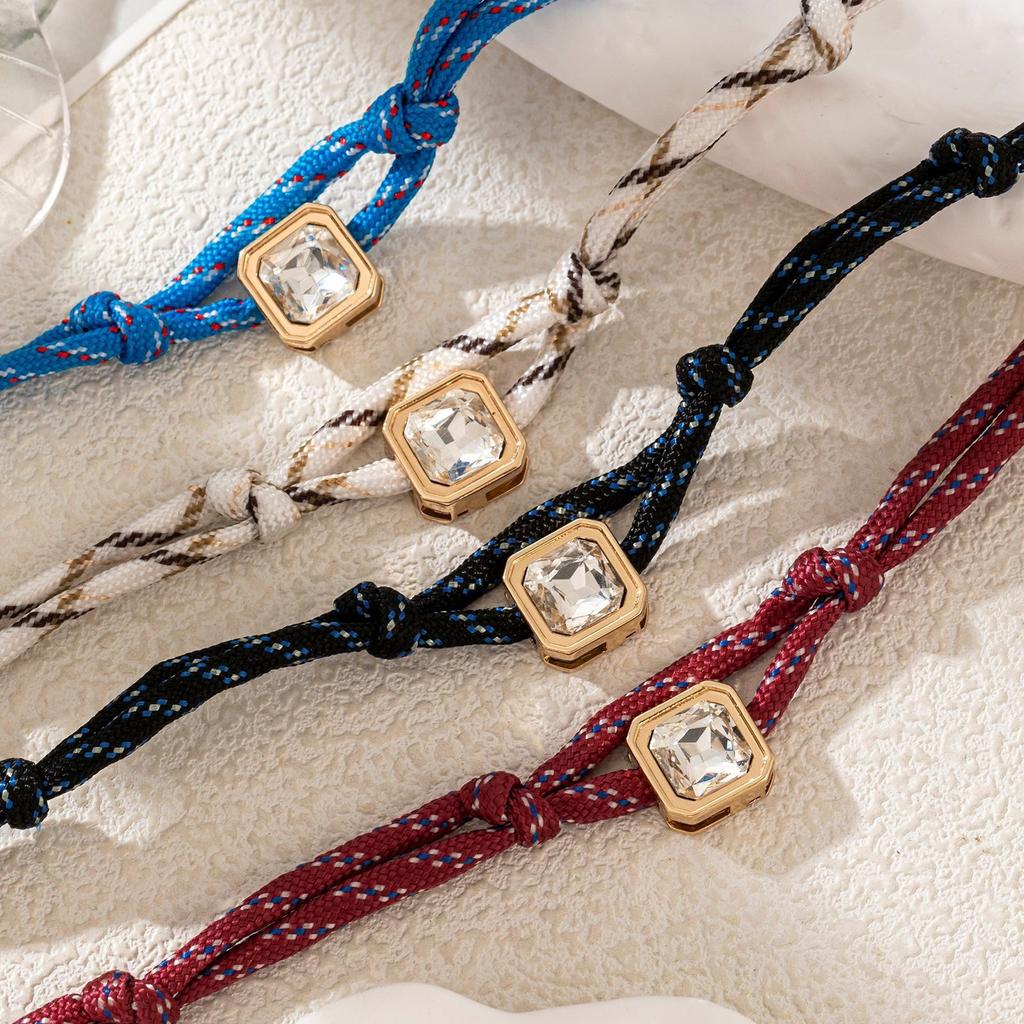Simple Double-Rope Knotted Petite Zircon Pendant Necklace