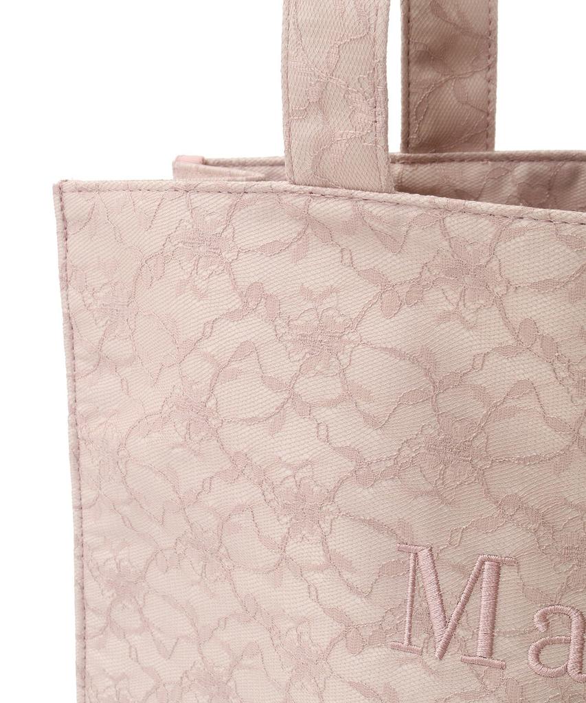 Maison de Fleur Women's Pink Square Tote Bag with Embroidered Lace Logo