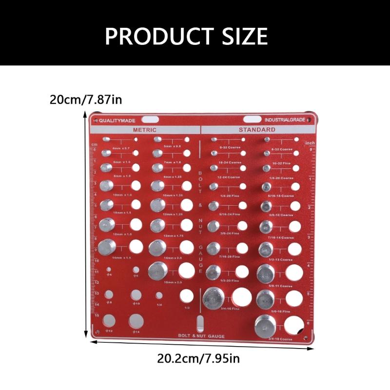 Wall Mountable Thread Checker Gauge for Quick Easy Sorting Home Profession Use Bolt Identification with Drill Bit Gauge