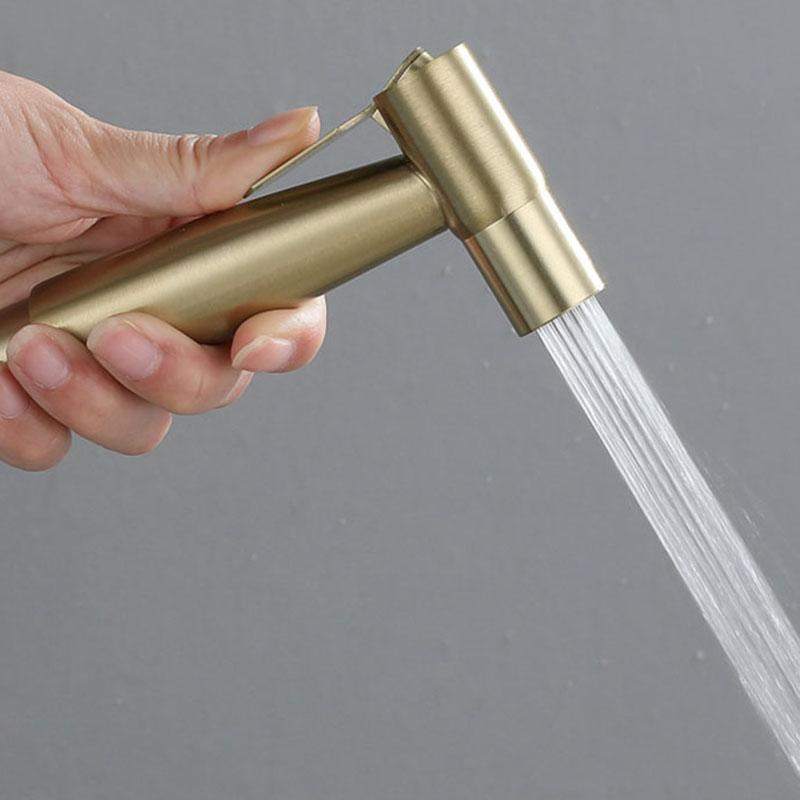 304 Stainless Steel Bathroom Bidet Faucet Set Wall Mounted Brushed Gold Handheld Hand Bidet Faucet Hand Sprayer Shower Cleaning