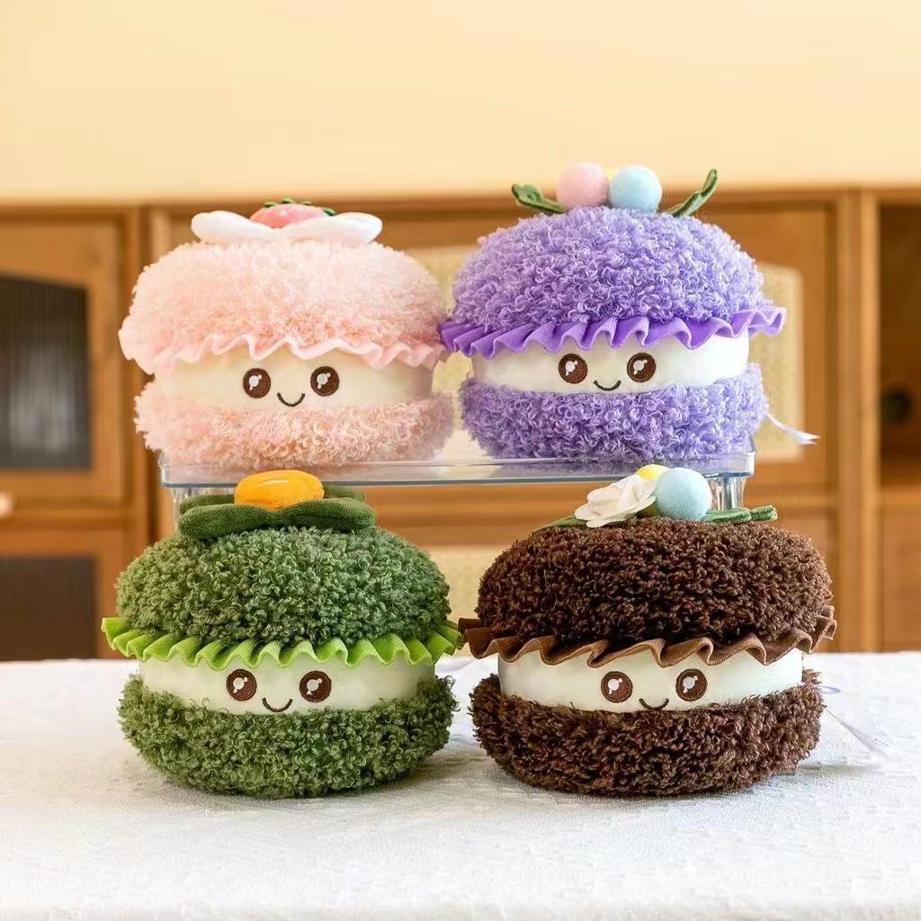 Cute Soft Chocolate Bread Doll Macaron Swiss Curly Plush Toy Doll Ornaments for Girls Birthday Gift