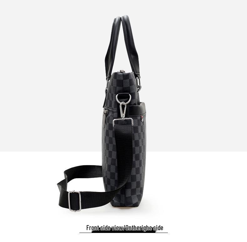 Men's Plaid Handbag: Business One-Shoulder Classic, 14-inch Laptop Briefcase