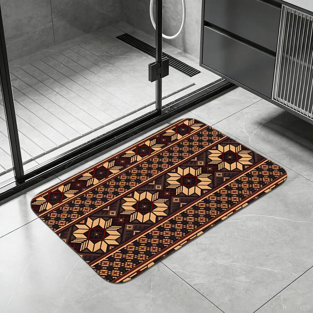 Pattern Finnish Geometric Pattern Floor Mat Diatomite Bath Mat, Quick Dry, Absorbent, Multi-Scene Mat 40x60cm