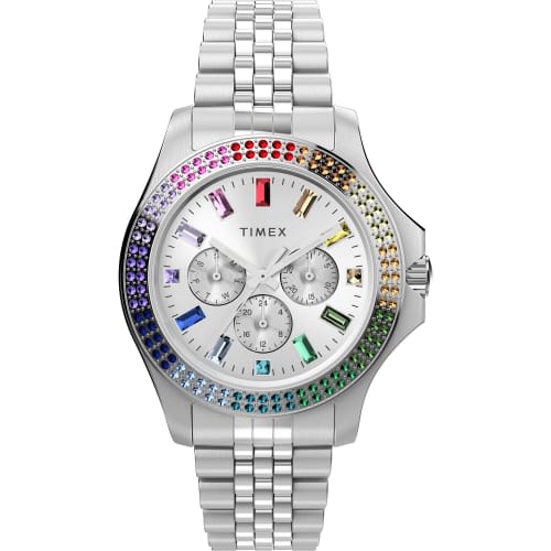 

TIMEX Kaia Multifunction Watch, Multicolor Dial, Brass, Mineral Glass, Quartz Movement, Women s, Silver, TW2W33000