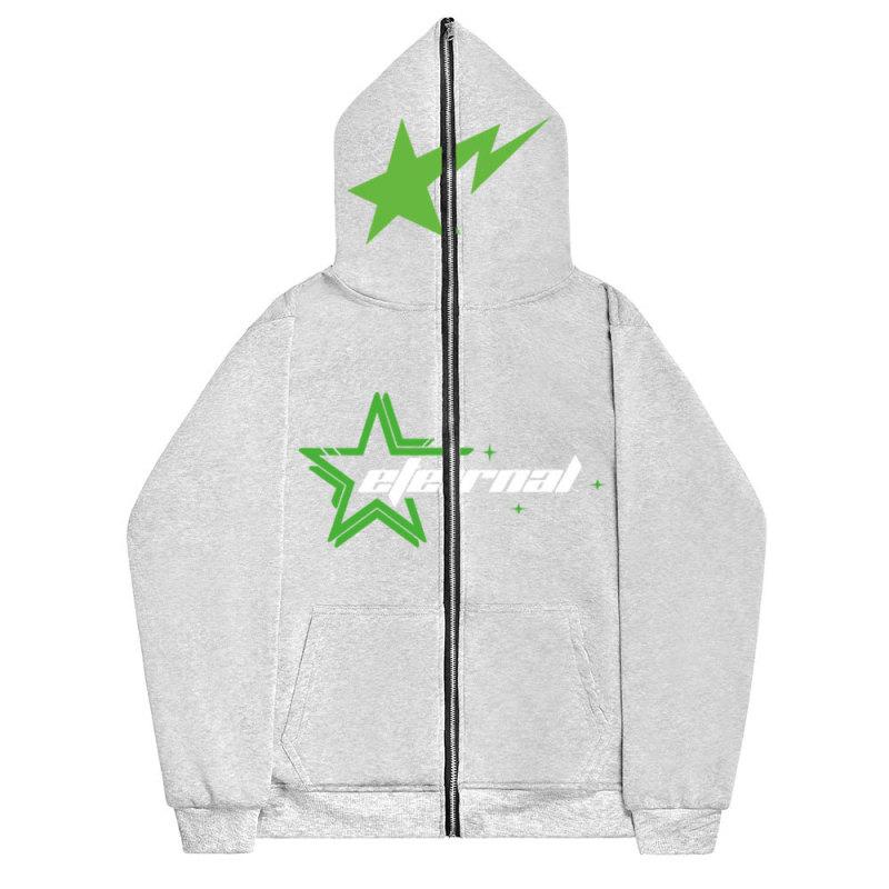 Herbst Herren Hoodie Jacke Y2K Gothic Dark Star Pattern Print Reißverschluss Sweatshirt Äußere Mode Vintage Paar Hoodie Jacke