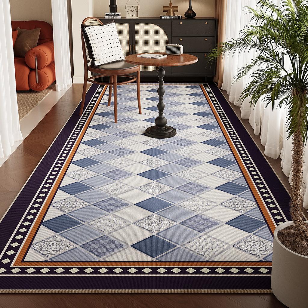 Balcony Carpet Non-slip Floor Mat Long Runner Rug Living Room Bedroom Carpets American Retro Style Brown Home Decoration Rugs