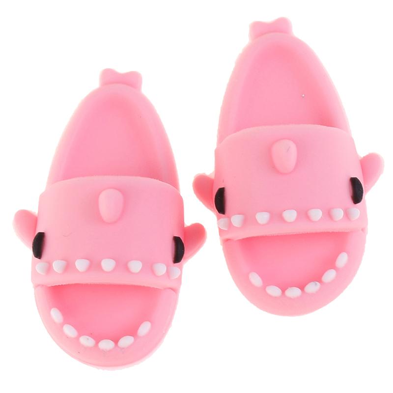 1 Pair 1:12 Dollhouse Miniature Cute Shark Slippers Doll Shoes Suit For Ob11 1/12 Bjd Doll Gsc Dod, Ymy Doll