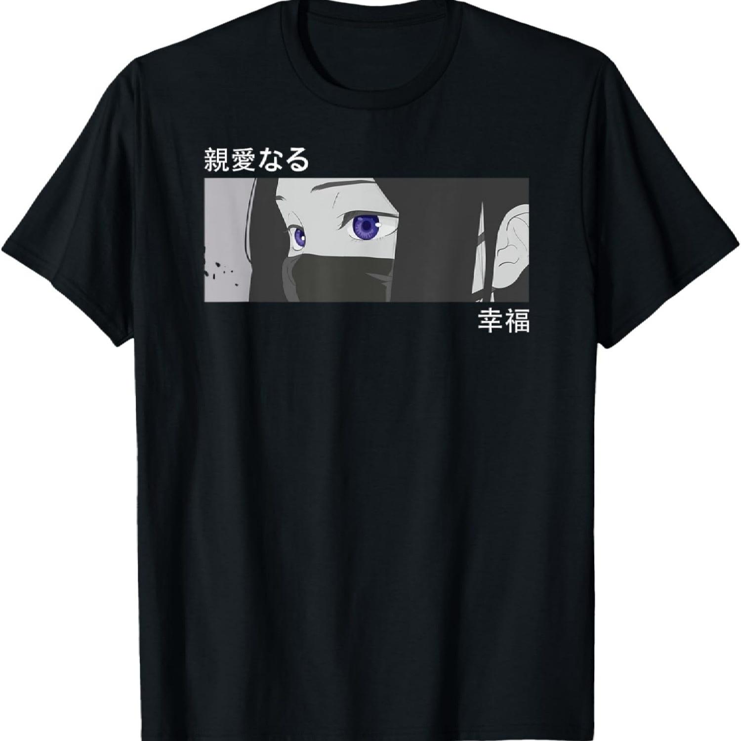 Глаза аниме-девушки - Искусство японской культуры - Японская эстетическая футболка(8) S чёрный