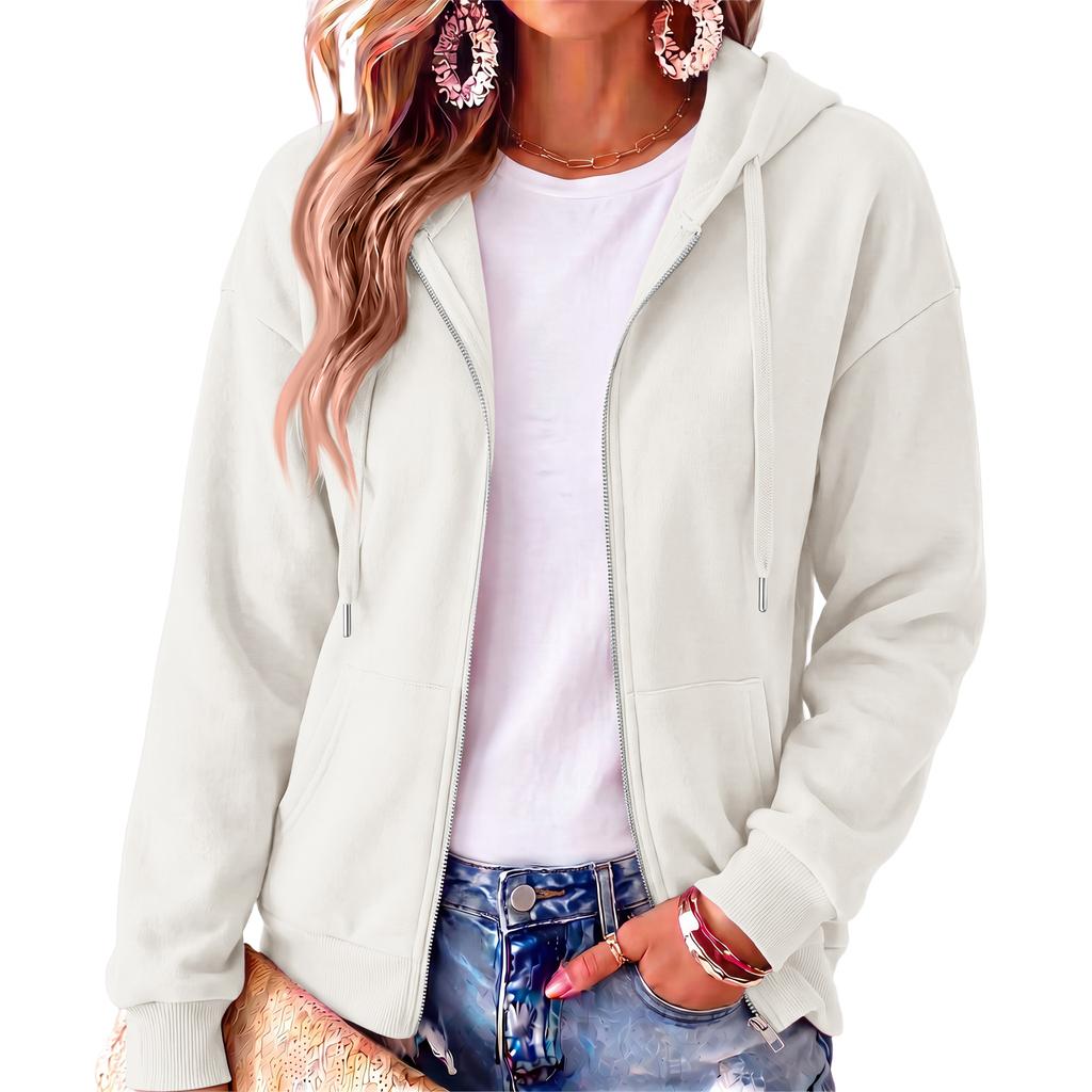 Women's Long Sleeve Hooded Pullover Sweatshirt Color Casual Outerwear