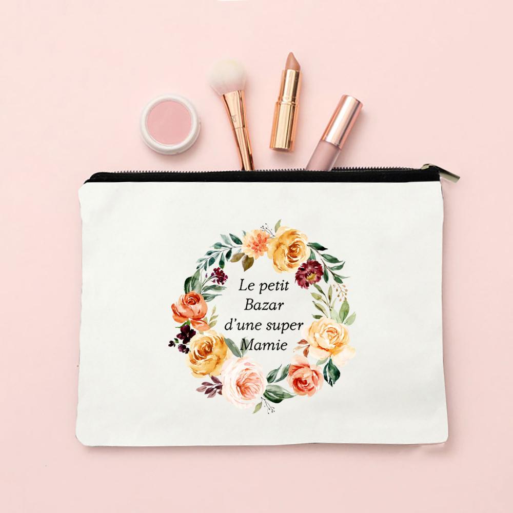 Super Mamie French Printed Makeup Bags Women Cosmetic Case Travel Toiletries Organizer Female Wash Storage Pouches Grandma Gifts