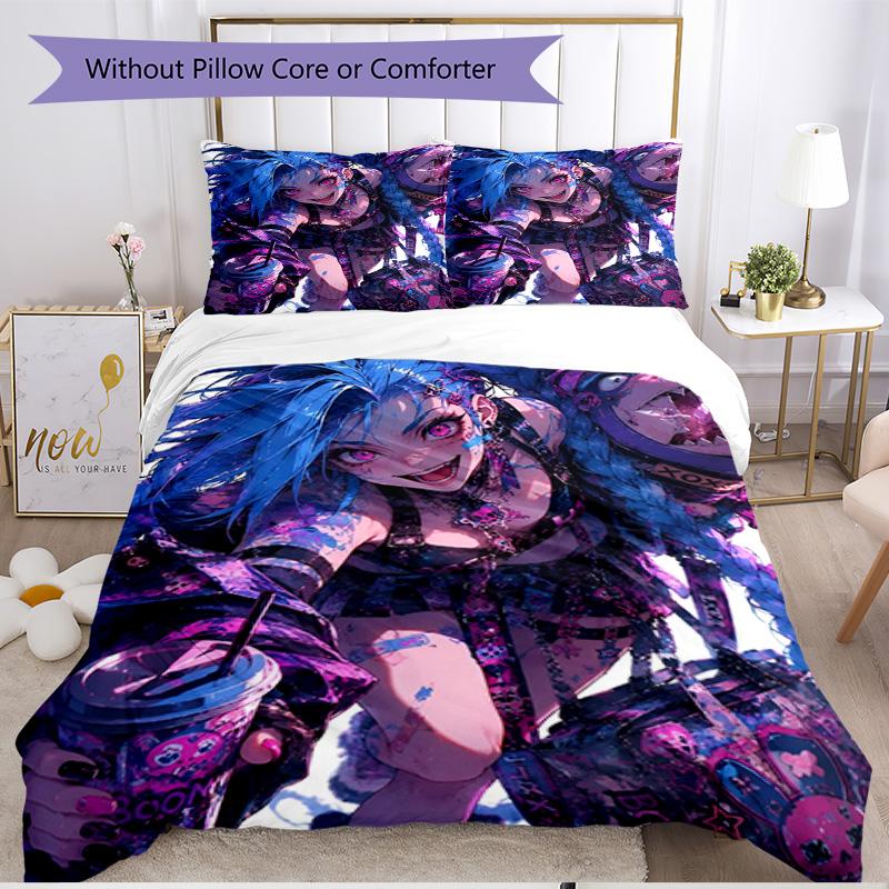 3pcs Duvet Cover Set (1*Duvet Cover + 2*Pillowcase, Without Core), Jinx Print Soft All‑Season Bedding Set, Home Bedroom Decor Gift