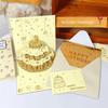 3D Happy Birthday Card Four-Layer Birthday Cake with Automatic Music Lighting Musical Light Greeting Card Pop Up with Envelope