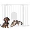 Adjustable Dog Gate with Small Door and Automatic Closure, 75-103x76cm, White