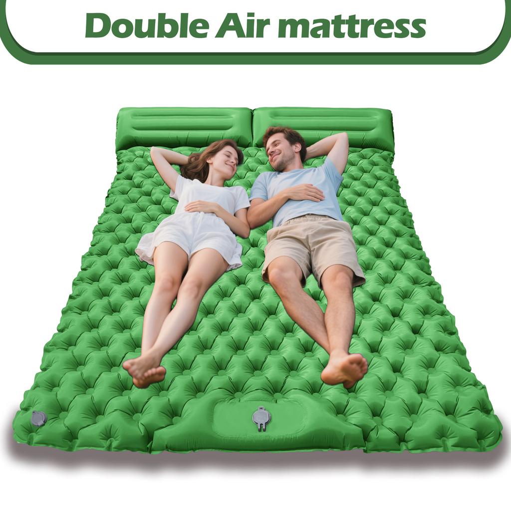 Double Foot-Pumped Inflatable Cushion Camping Sleeping & Nap Mat Widened Outdoor Moisture-Proof Nylon Lightweight