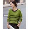 Women's Lamb Wool Blend Striped Knit Sweater