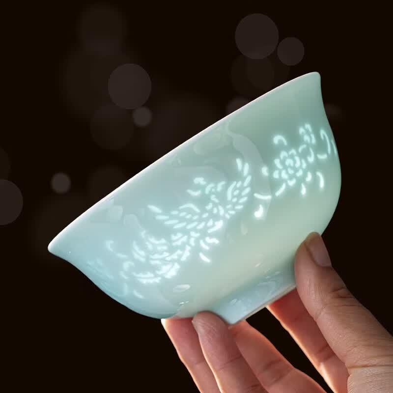 Aowei Jingdezhen Celadon Linglong Dinnerware Set - European Style Gold-Traced Porcelain