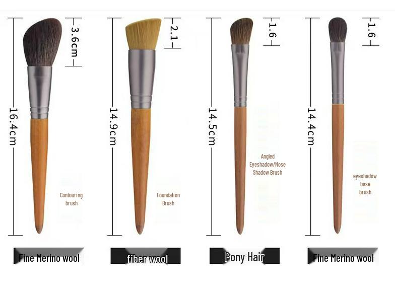 Luxury Animal Hair Makeup Brush with Beechwood Handle - Powder, Blush, Eyeshadow, Detail Brushes