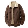 Men's American Retro Suede Plush Top Coat - Casual Winter Jacket with Extra Velvet and Thickness.