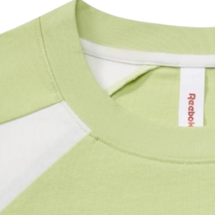 Reebok Color Block Fashion Letter Print Loose Knit Crew Neck Short Sleeve T-Shirt Unisex Tops Lime-Green 24SRM415UG01