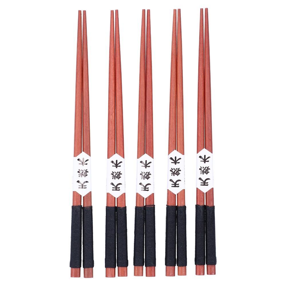 5Pairs Solid Wood Japanese Chopsticks Wrapped Twine Handle Retro style Chopsticks Home Dining