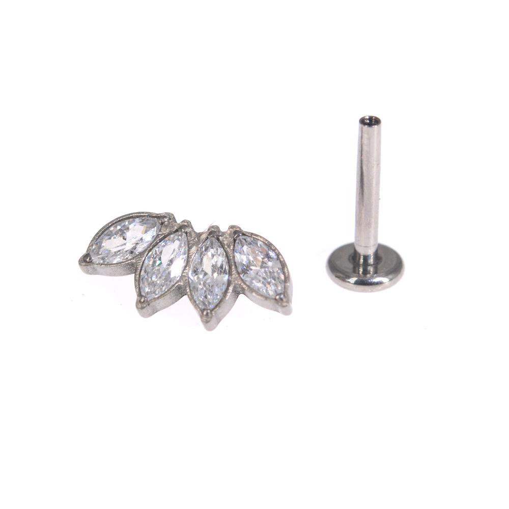 6/8mm G23 Titanium Crown Diamond Lip Stud Ring for Medusa Piercing, 16G