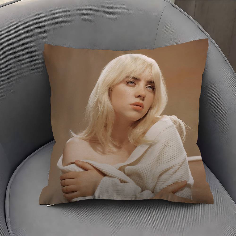 Singer B-Billie-Girl E-eilish Pillow Cushion Cover Pillowcase Living Room Sofa Home Decor Customized