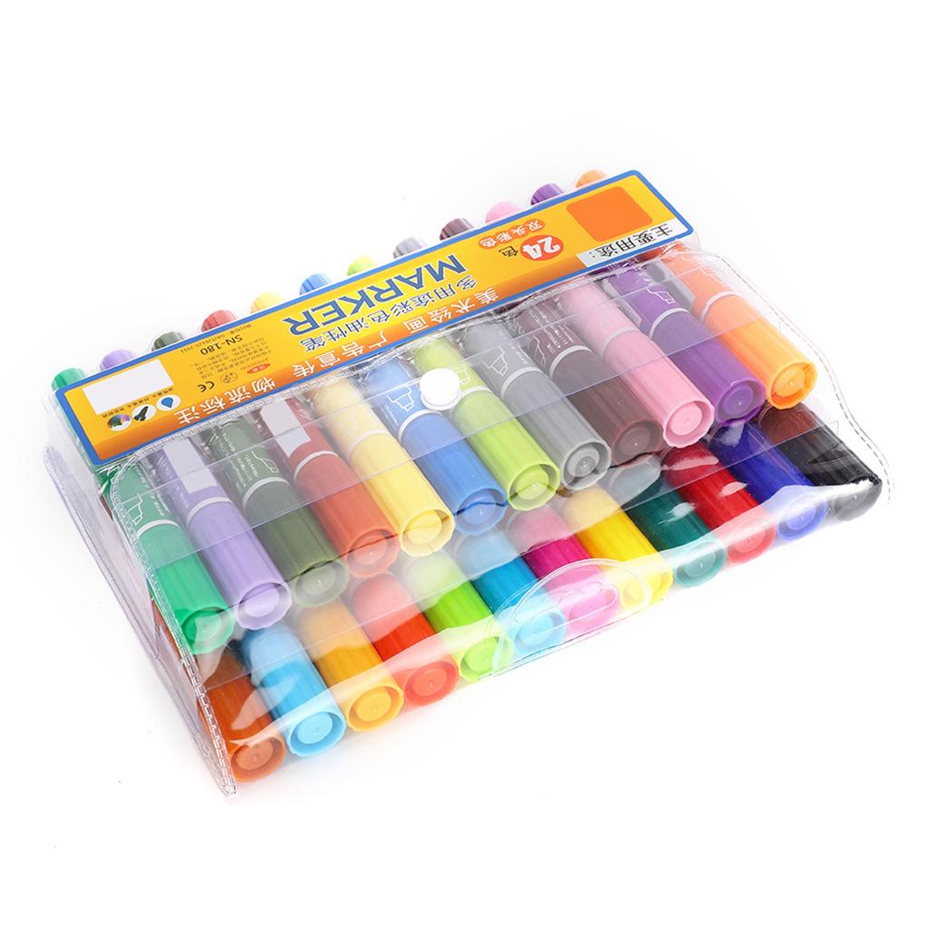 Marker Set Double Headed 24 Color Oily Marker Multipurpose Plastic Student Painting Tools