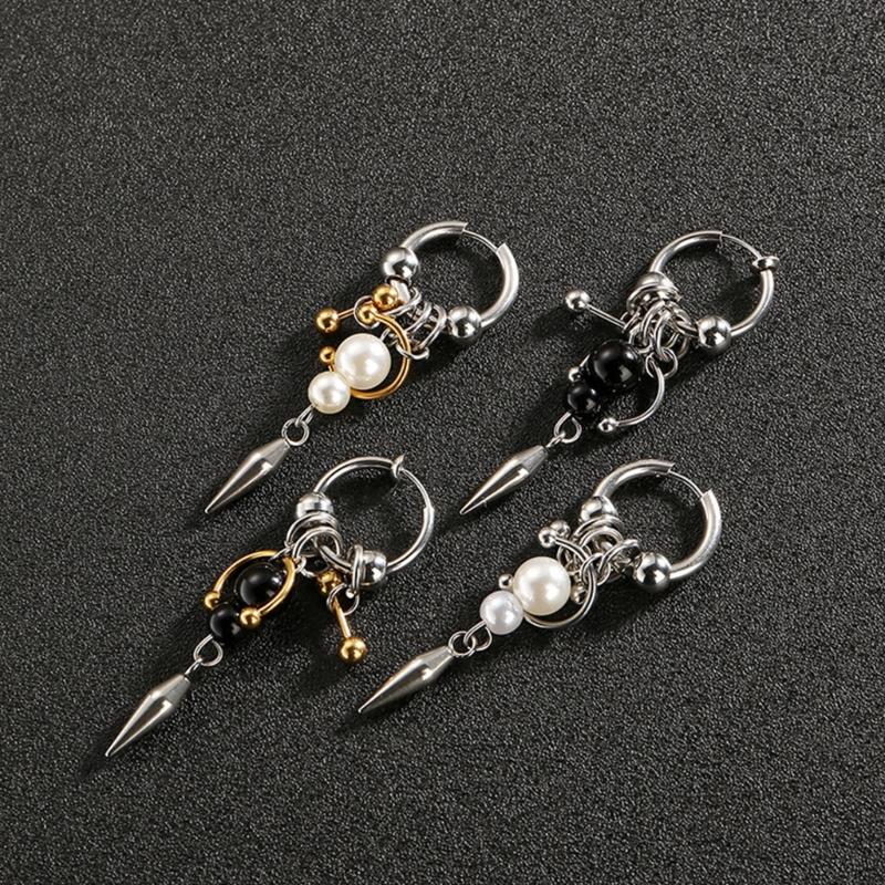 Fashion Forward Conical Pendant Earrings Ear Drop With Detailing Punk Inspired Alloy Jewelry Gift For Her