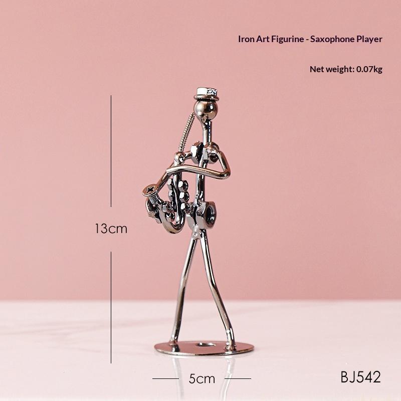 Retro Ironwork Band Ornament Metal Electroplating Mini Music Minimalist Guitar Violin Decoration Handicraft Classical Gift