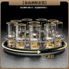 Elegant Crystal Whiskey Tasting Glasses Set With Measuring Markings Rotating Stand 6 Or 10 Pieces Chinese Style Barware